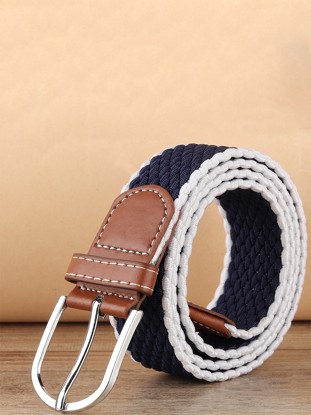 

Kastner Unisex Blue & White Canvas Stretchable Belt