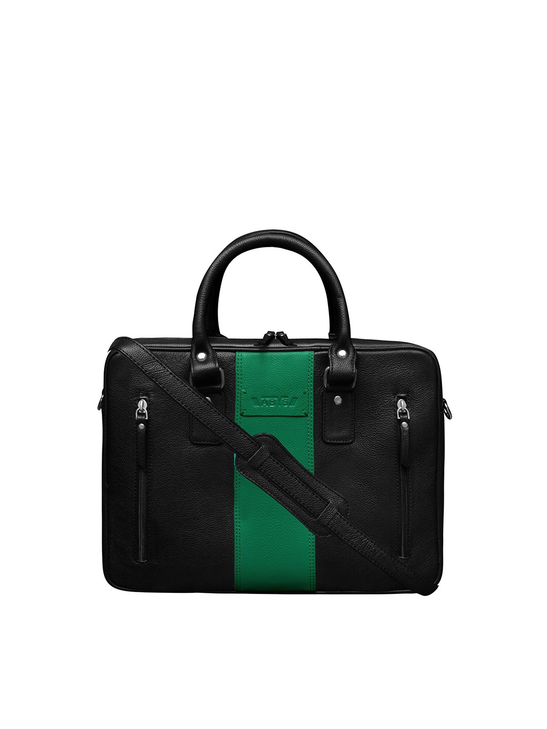 

ABYS Adult Black & Green Textured Leather Laptop Bag