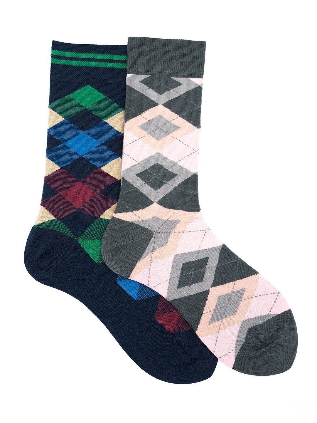 

Soxytoes Men Pack Of 2 Assorted Cotton Above Ankle-Length Socks
