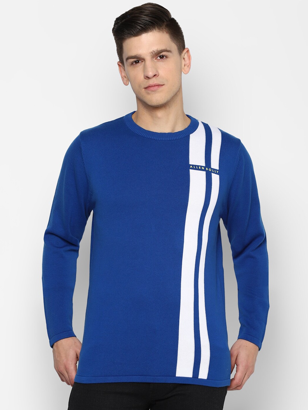 

Allen Solly Men Blue & White Striped Pullover
