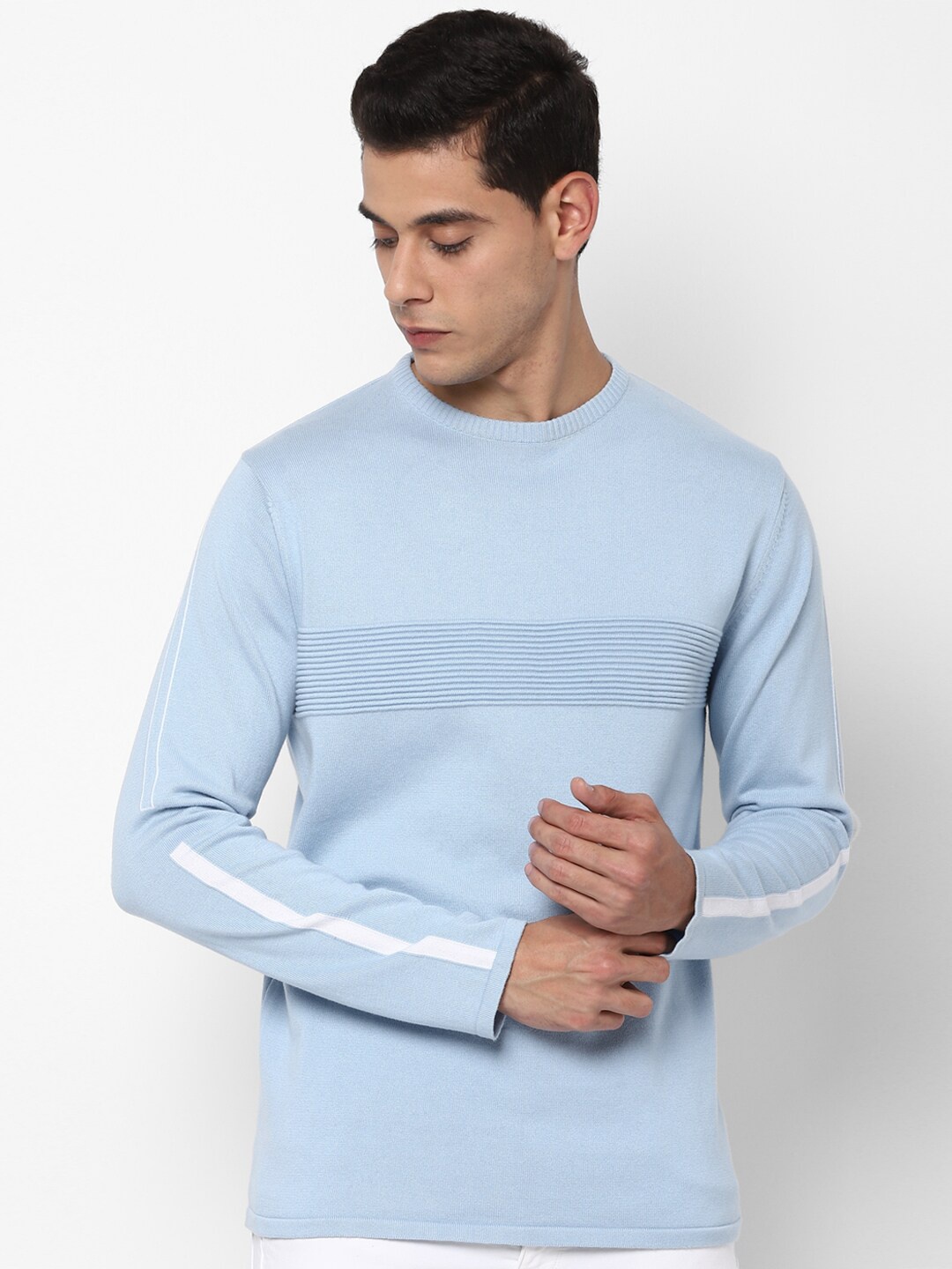 

Allen Solly Men Blue & White Striped Pullover
