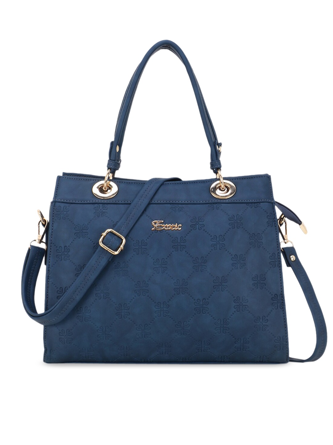 

Exotic Navy Blue Textured Structured Handheld Bag