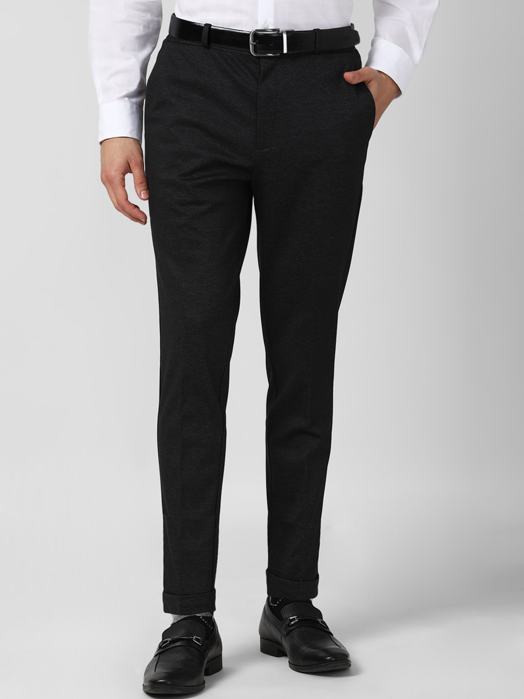 

Peter England Men Black Slim Fit Formal Trousers