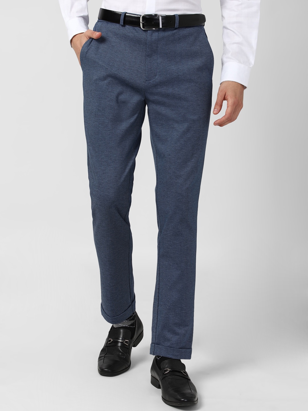 

Peter England Men Navy Blue Slim Fit Formal Trousers