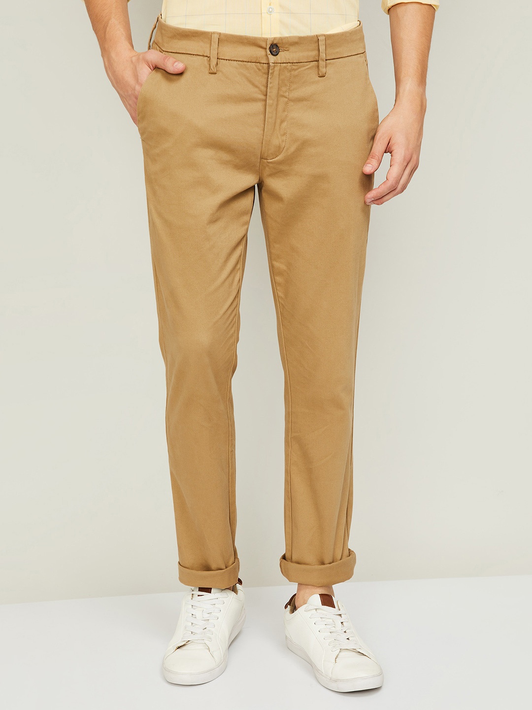 

CODE by Lifestyle Men Beige Cotton Trousers