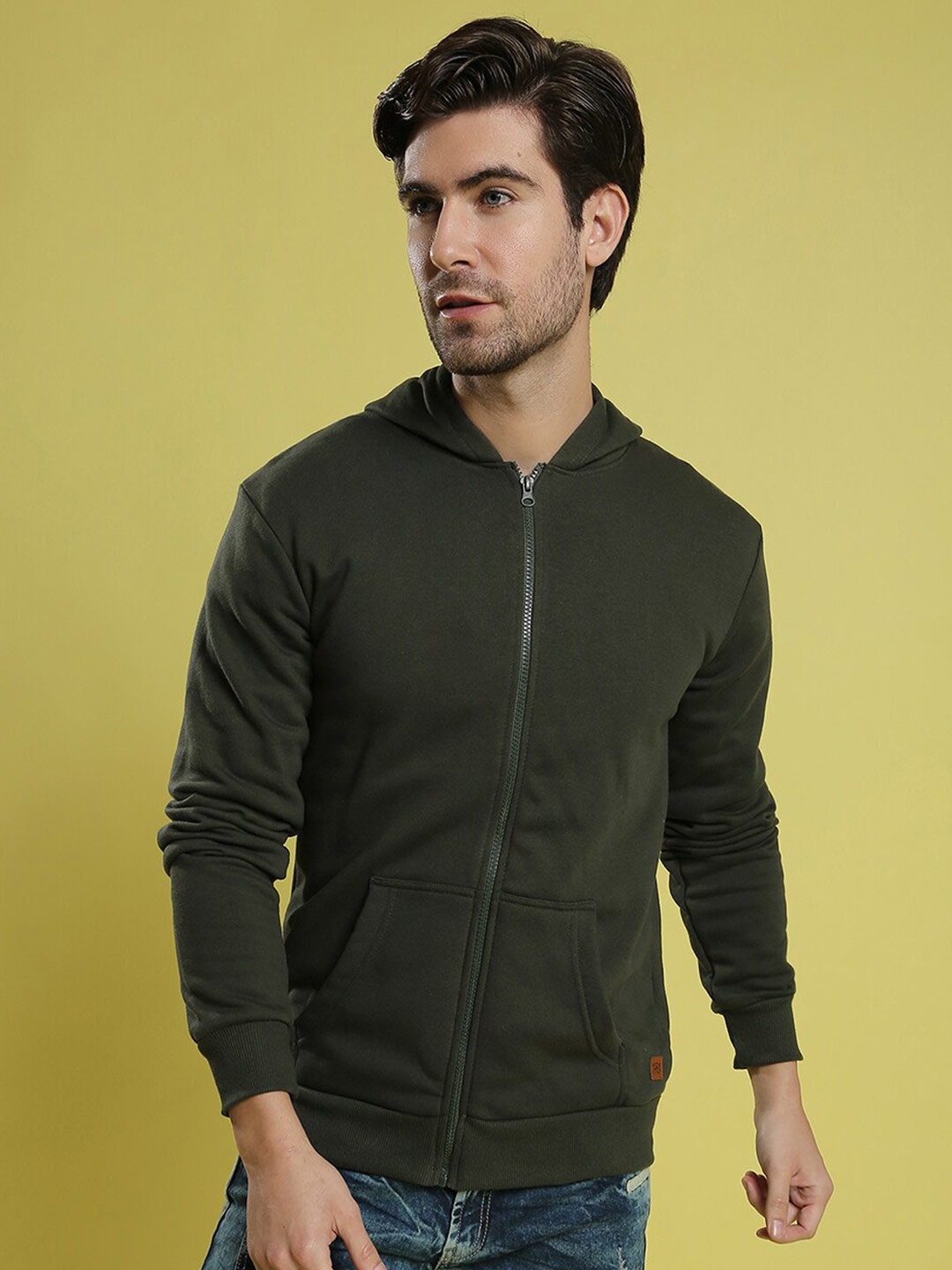 

Campus Sutra Men Green Hooded Sweatshirt