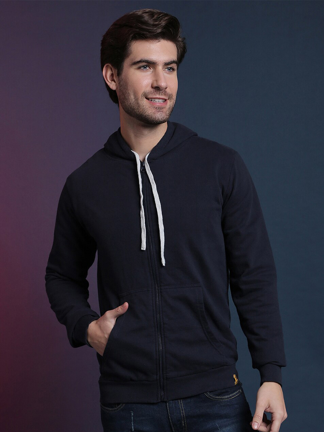 

Campus Sutra Men Navy Blue Hooded Sweatshirt