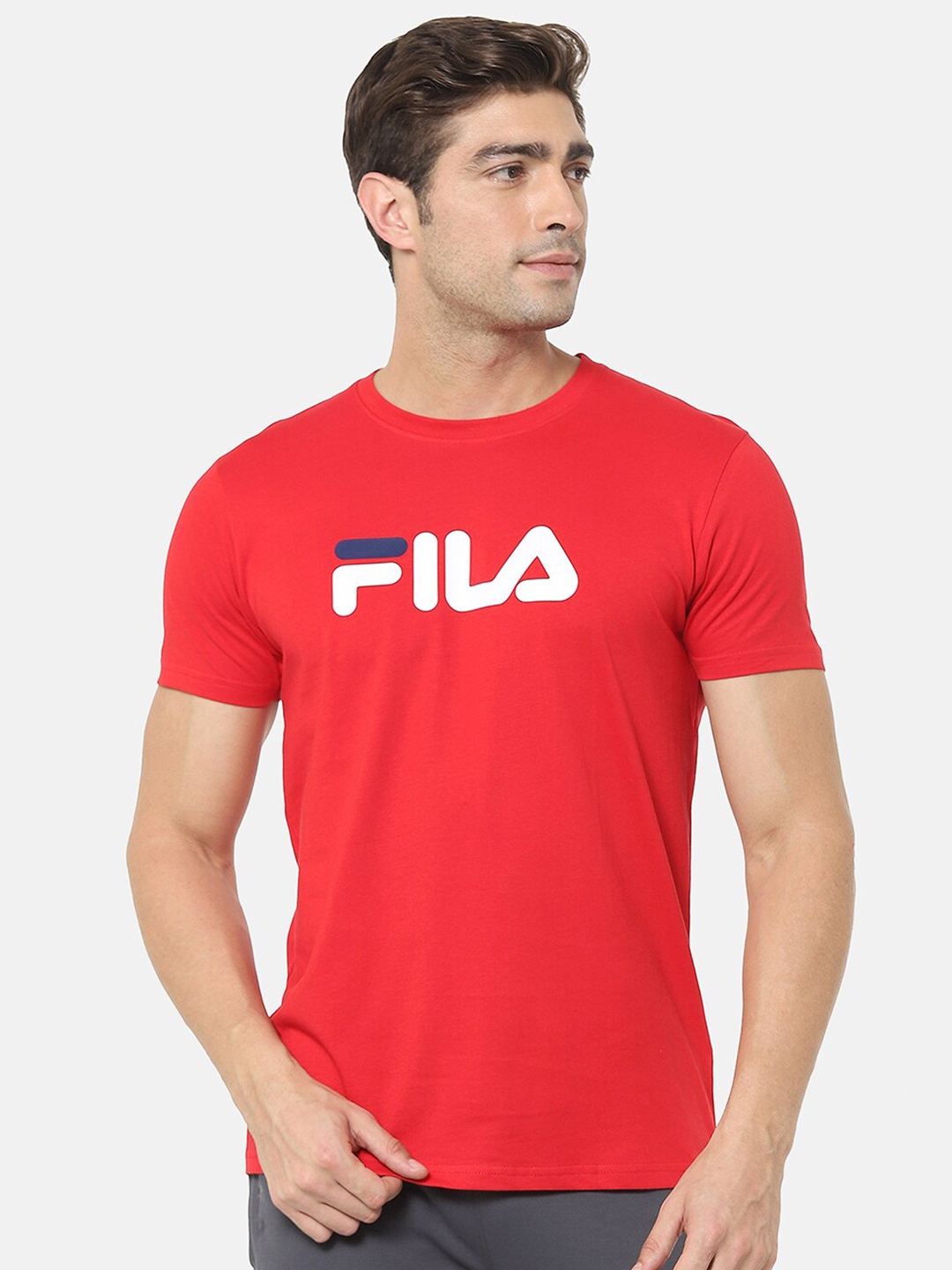 

FILA Men Red Typography Printed T-shirt
