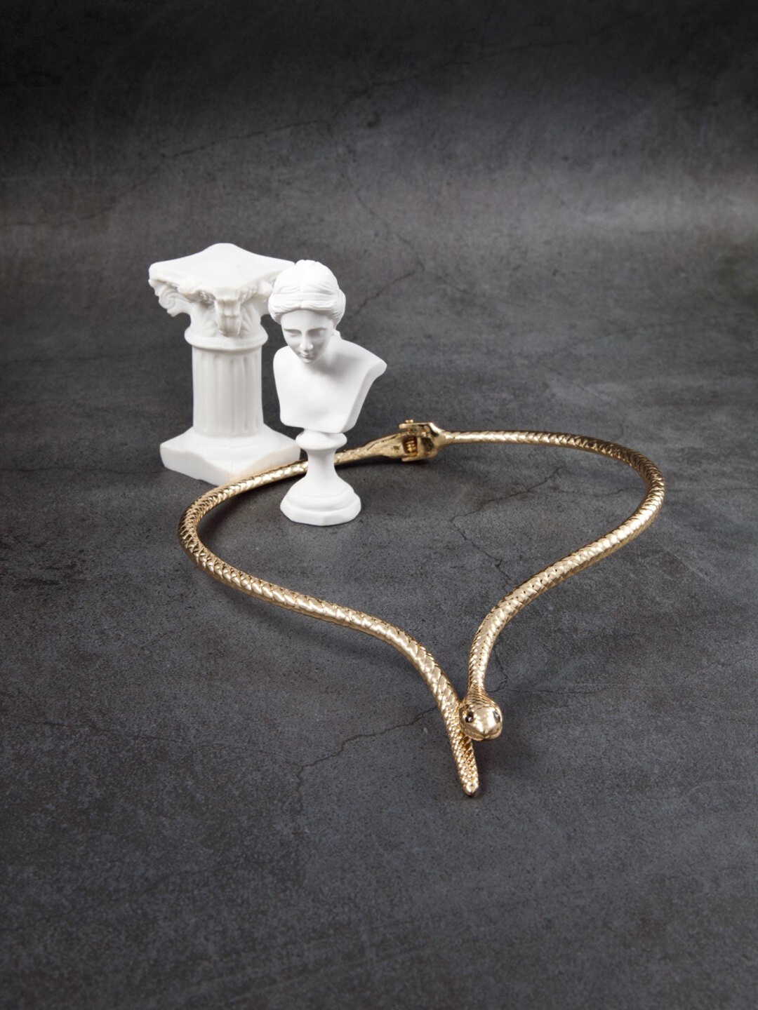 

anore Women Gold-Toned Gold-Plated Snake Statement Necklace