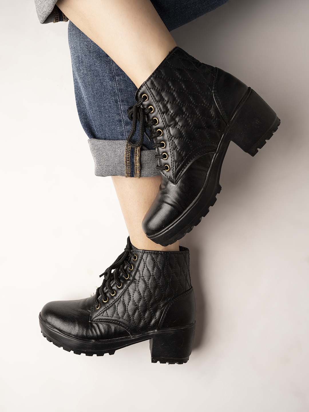 

Shoetopia Black Platform Heeled Boots