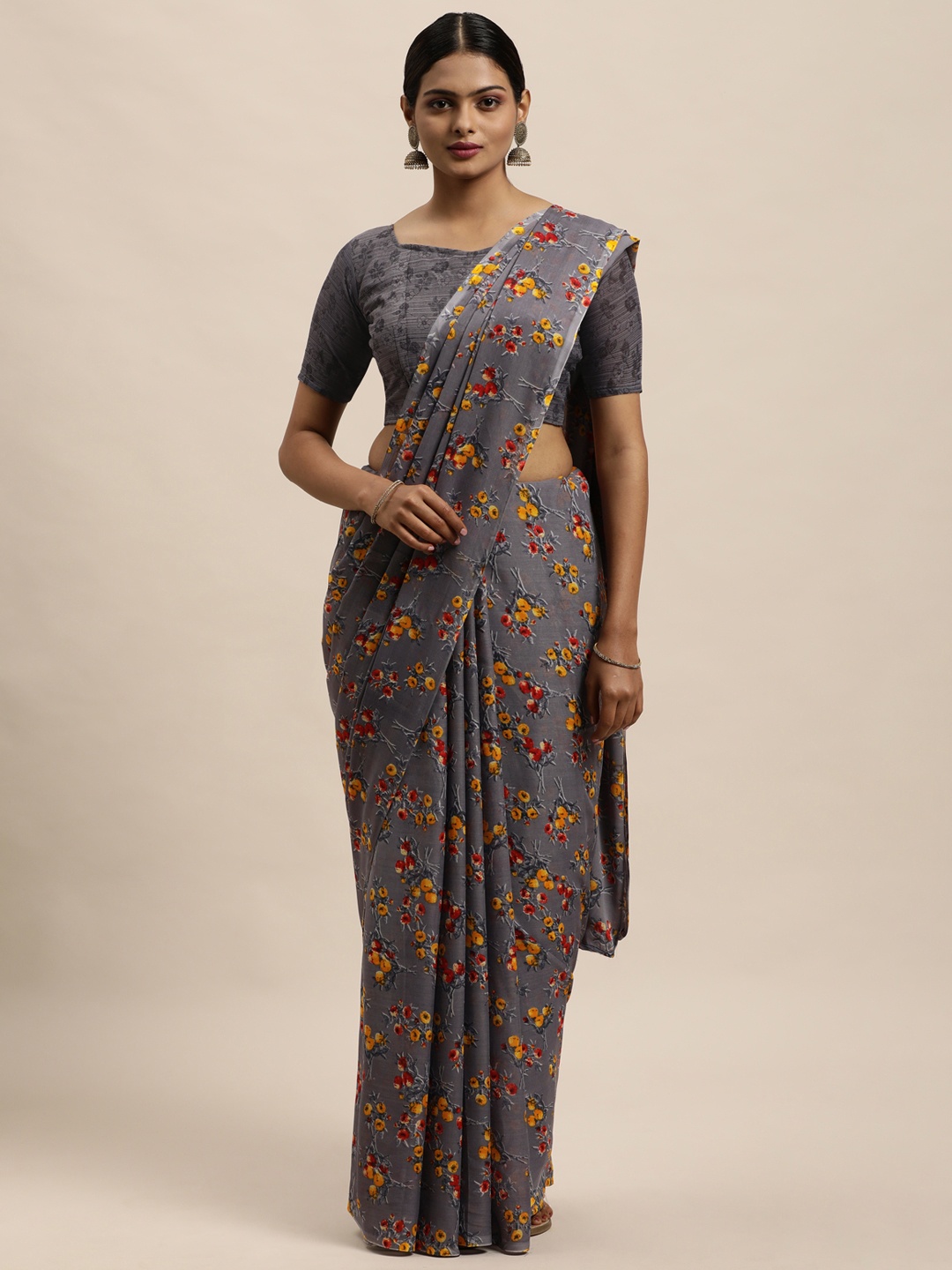 

KALINI Grey Floral Saree