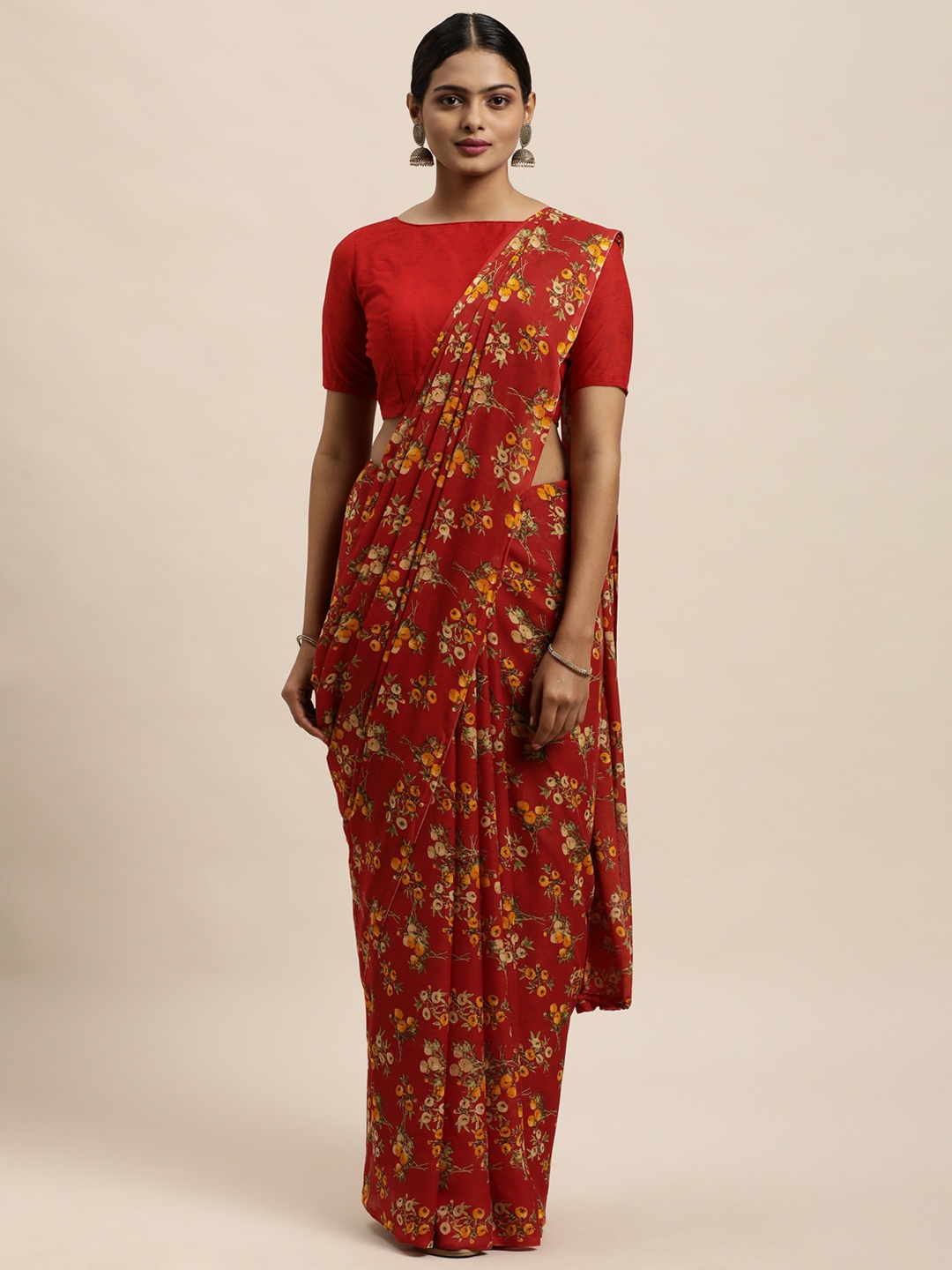 

KALINI Red Floral Saree