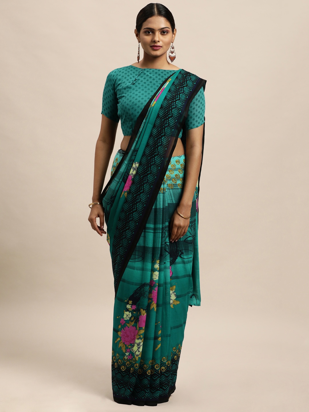 

KALINI Blue Floral Saree
