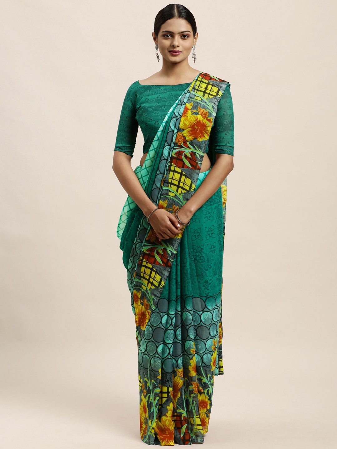 

KALINI Green Floral Saree