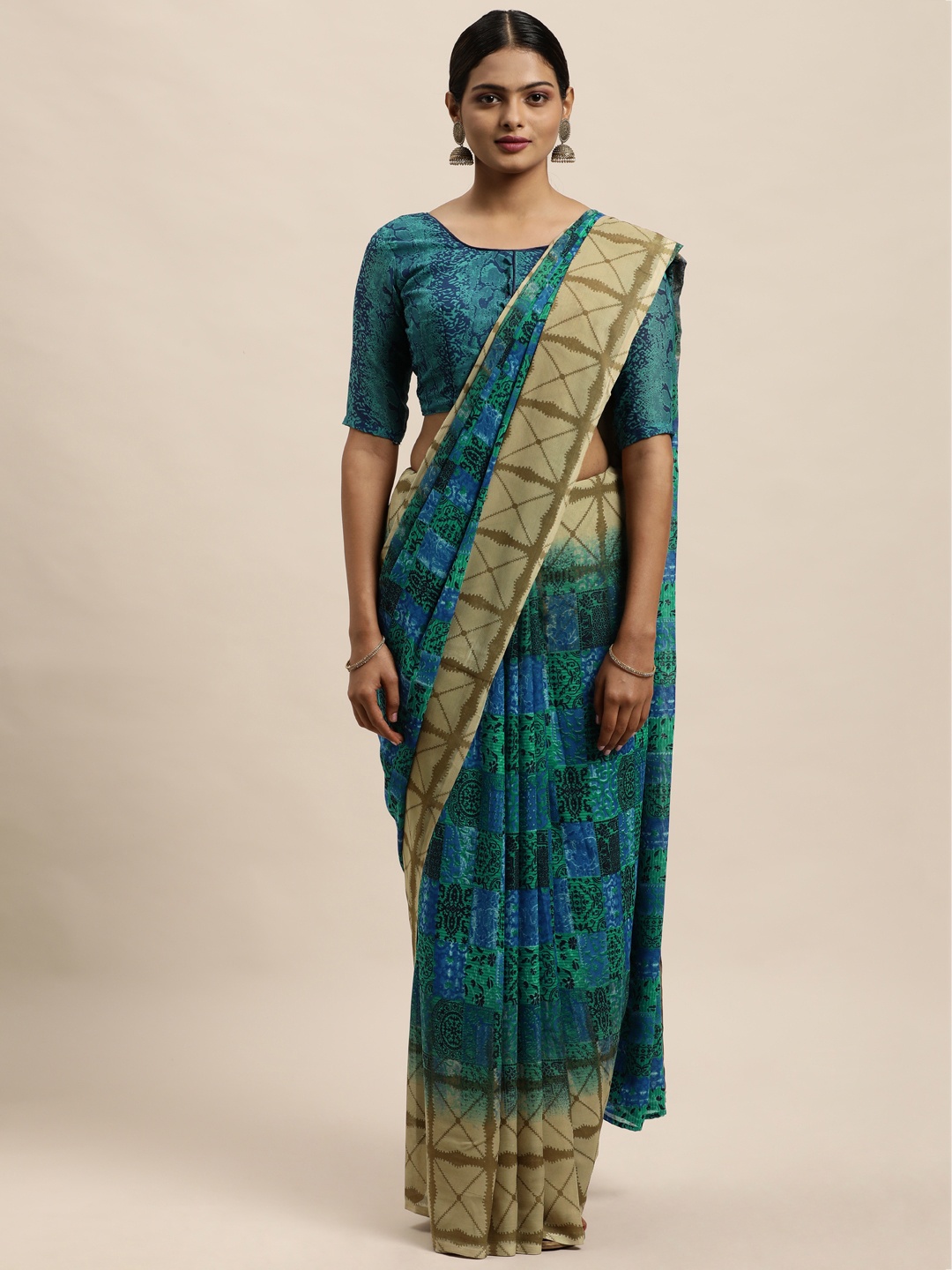 

KALINI Blue Ethnic Motifs Saree