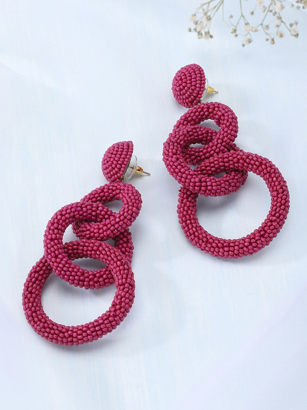 

Fabindia Pink Contemporary Beaded Handcrafted Drop Earrings