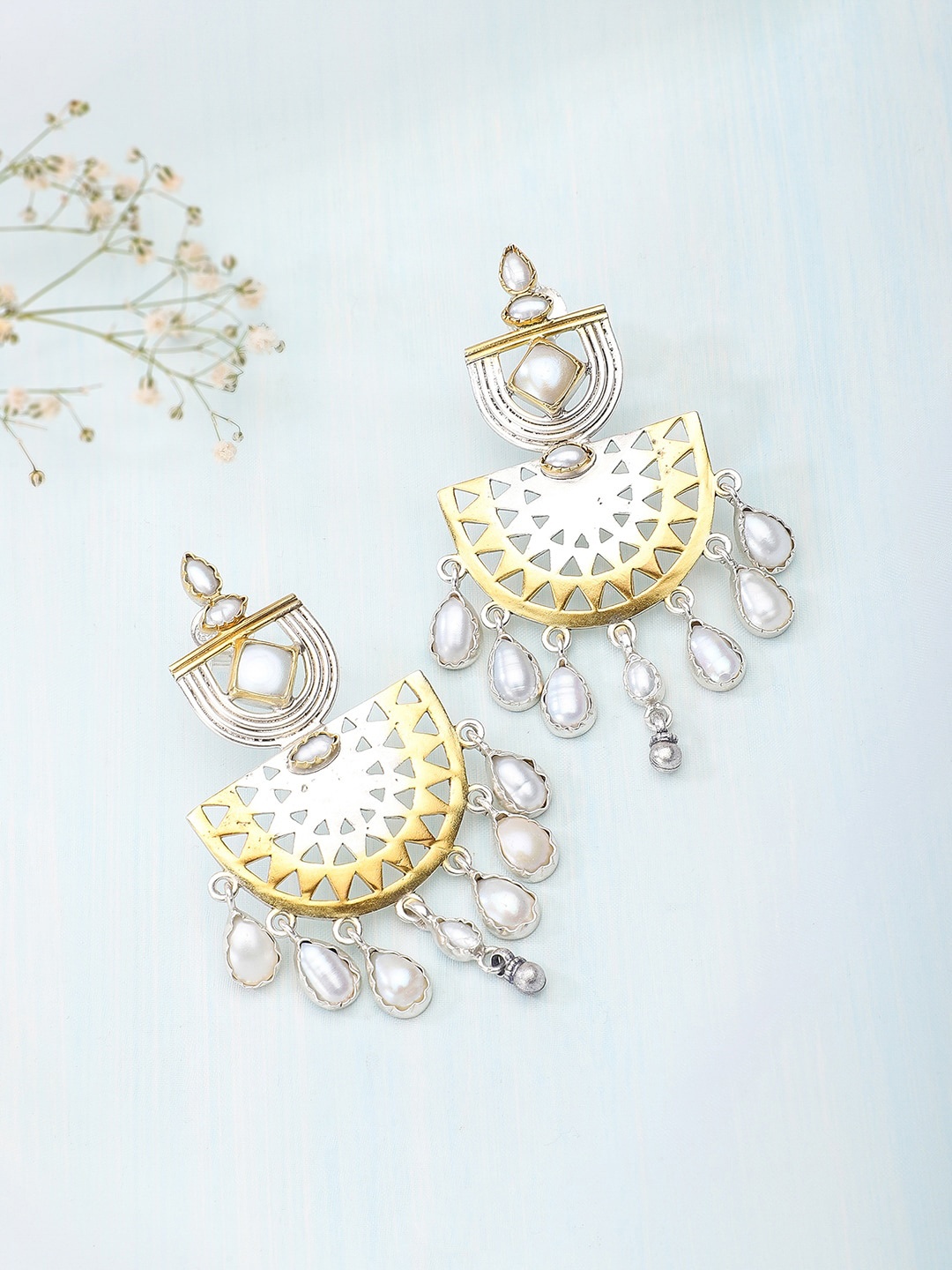 

Fabindia Gold-Toned Silver-Plated Handcrafted Classic Chandbalis Earrings