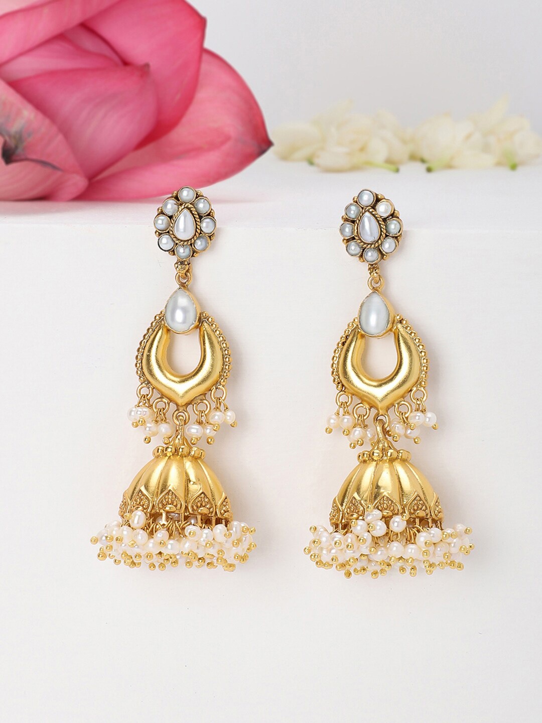 

Fabindia Sterling Silver 925 Gold-Toned Classic Jhumkas Earrings