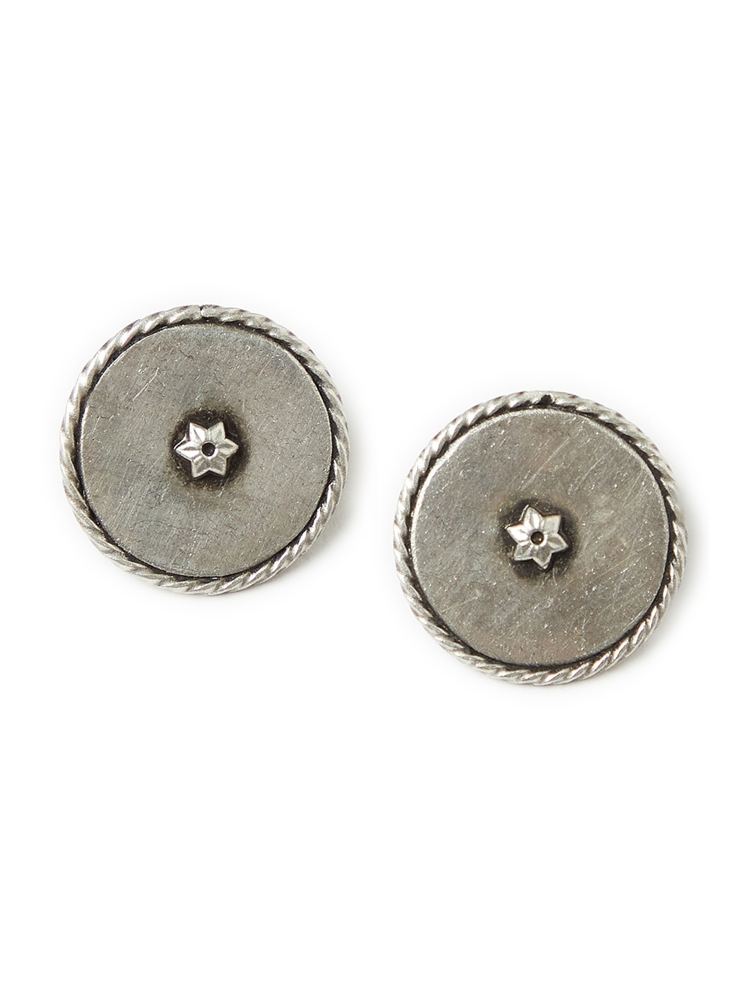 

Fabindia Silver-Plated Oxidised Sterling Silver Circular Oversized Stud Earrings