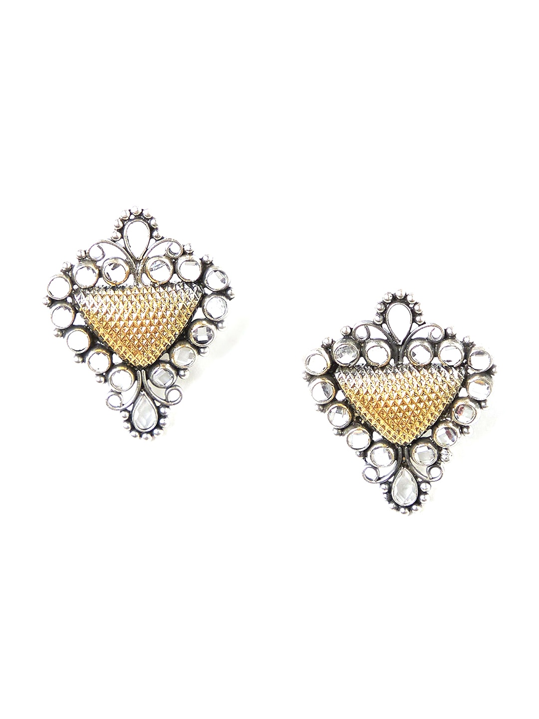 

Fabindia Gold-Toned Oxidized Silver-Plated Handcrafted Oversized Studs