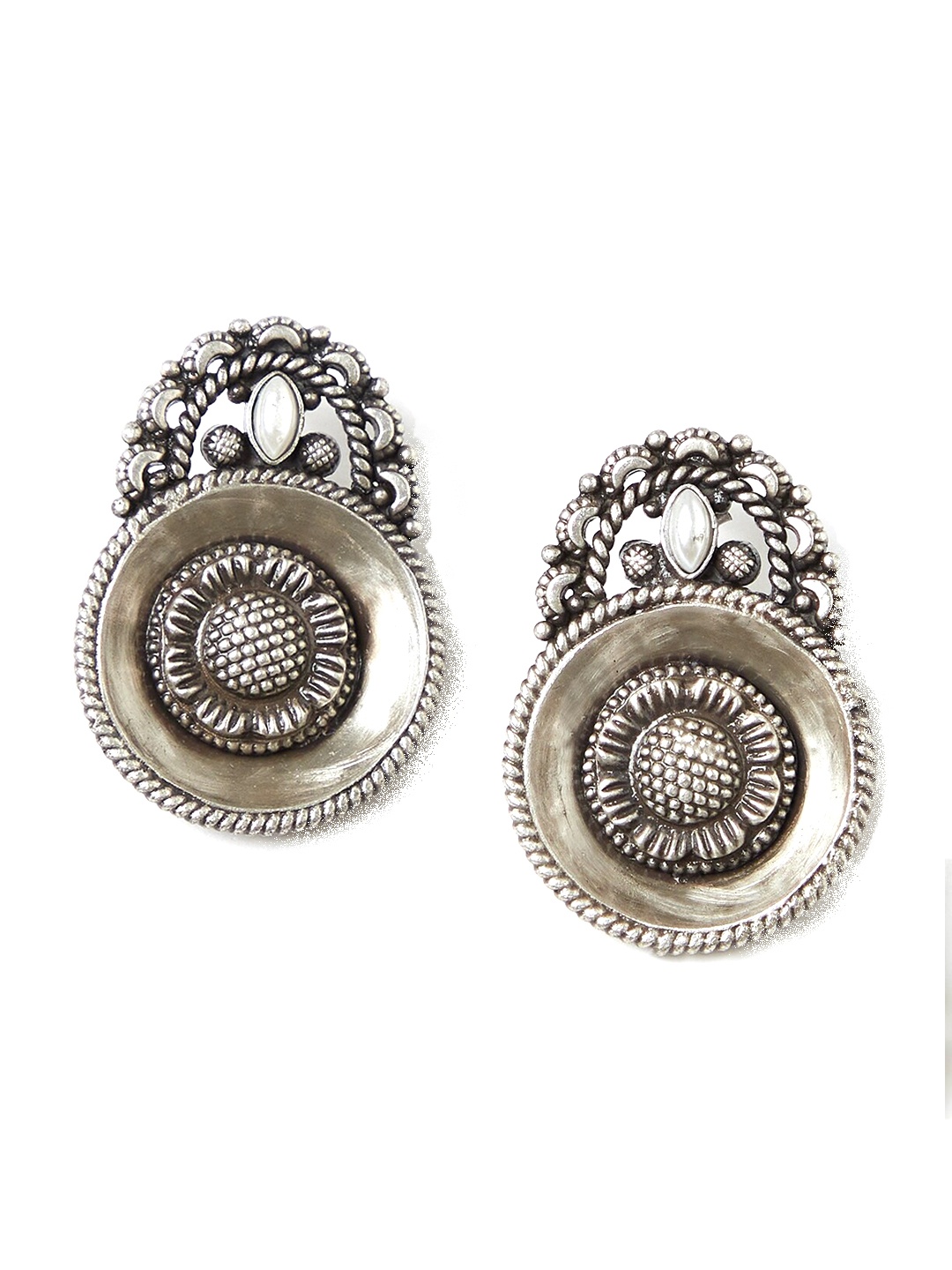 

Fabindia Oxidized Silver-Plated Contemporary Studs