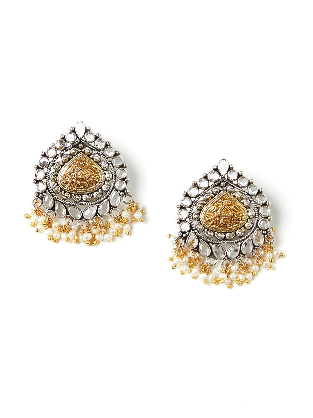 

Fabindia Gold-Toned Silver-Plated Sterling Silver Oversized Stud Earrings