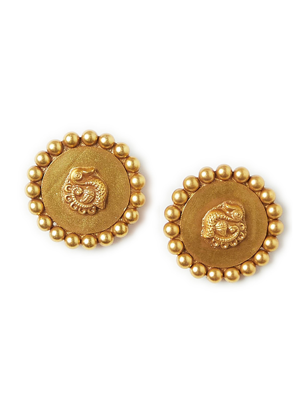 

Fabindia Gold-Plated Sterling Silver Handcrafted Circular Oversized Stud Earrings
