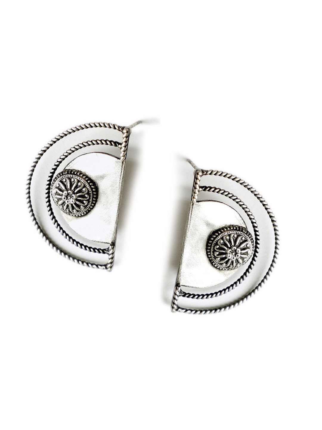 

Fabindia Oxidized Silver-Plated Handcrafted Oversized Geometric Studs