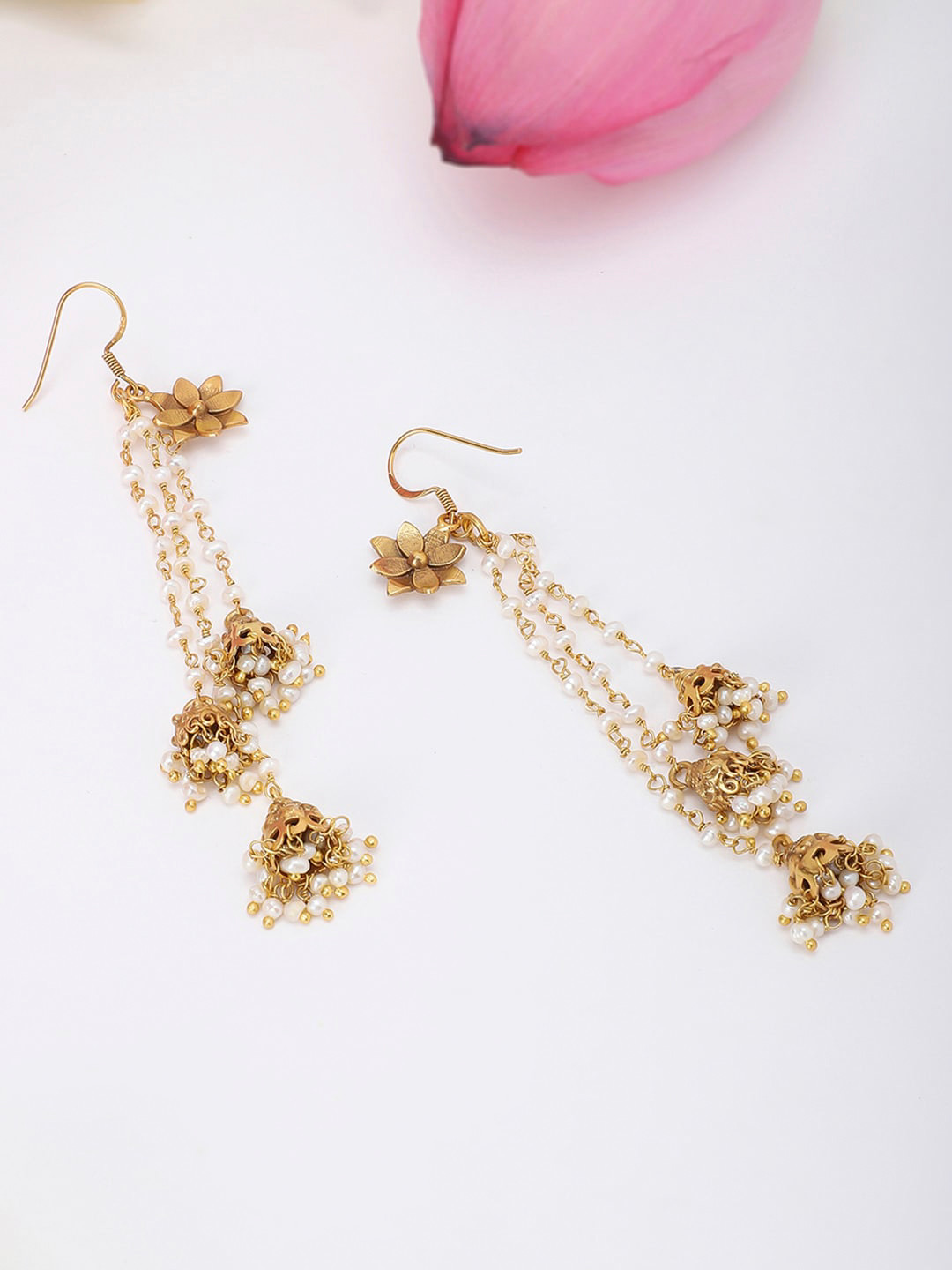 

Fabindia Gold-Plated Dome-Shaped Jhumkas Earrings
