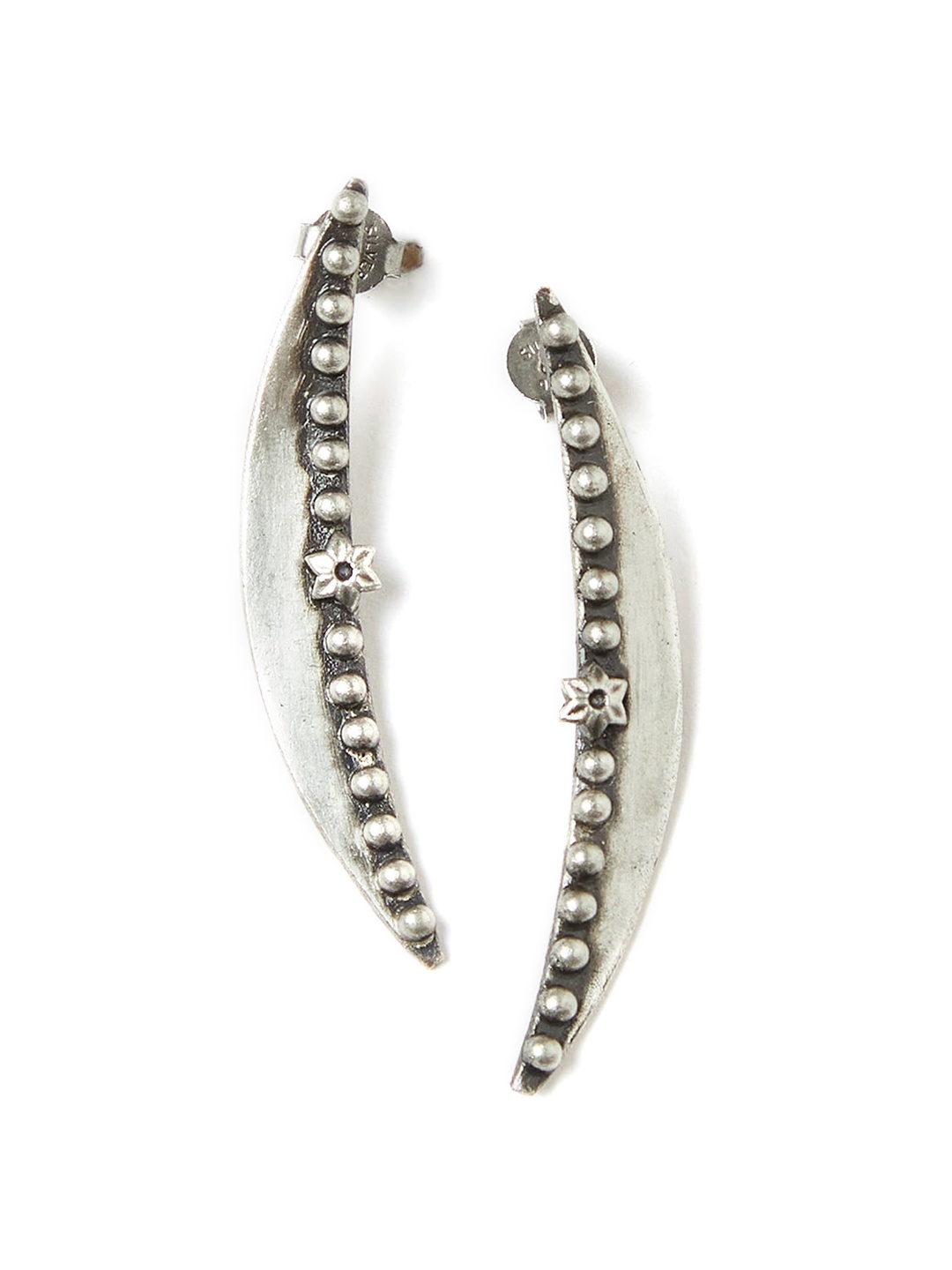

Fabindia Oxidized Silver-Plated Handcrafted Contemporary Drop Earrings