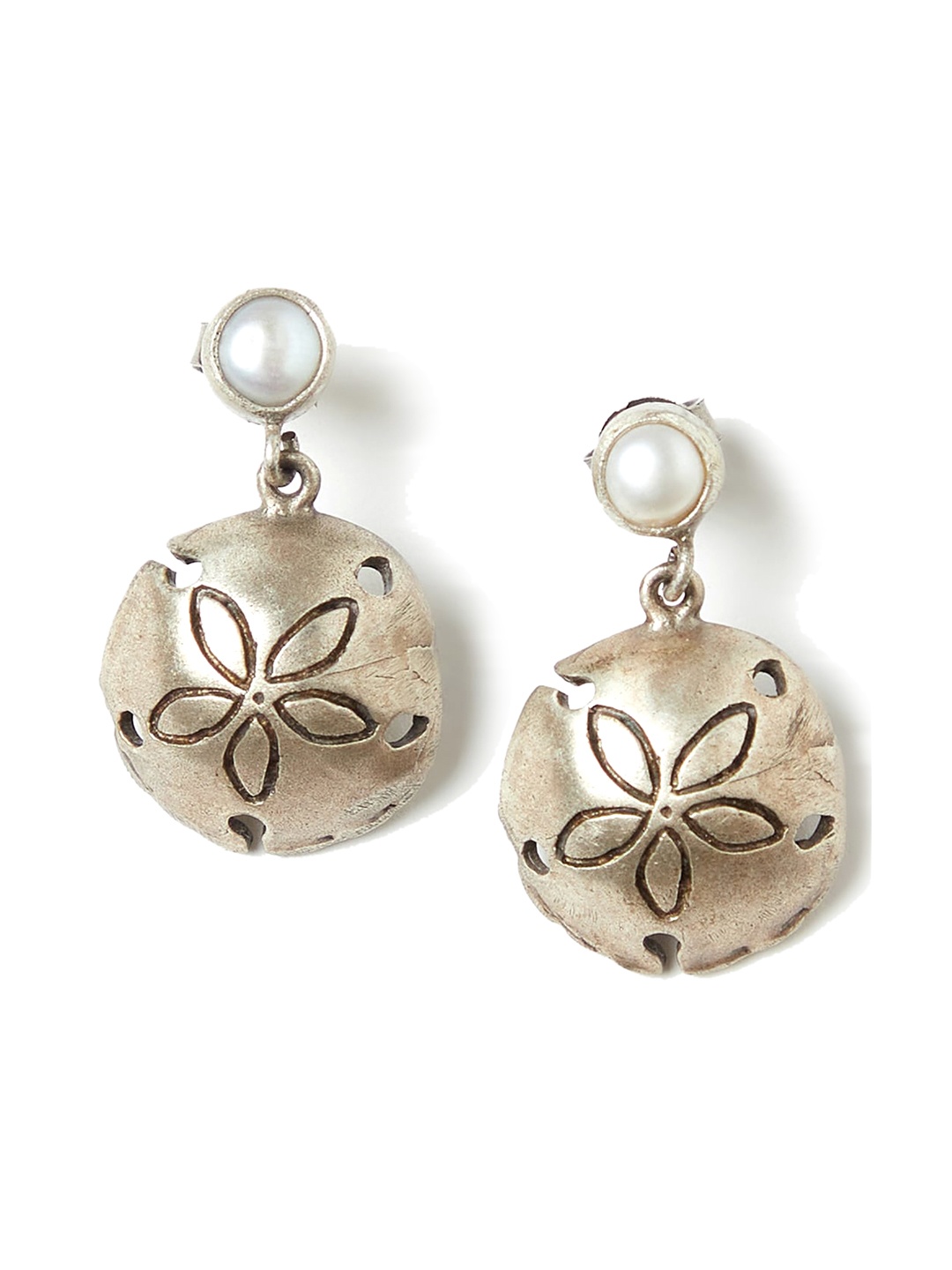 

Fabindia Silver-Plated Circular Drop Earrings