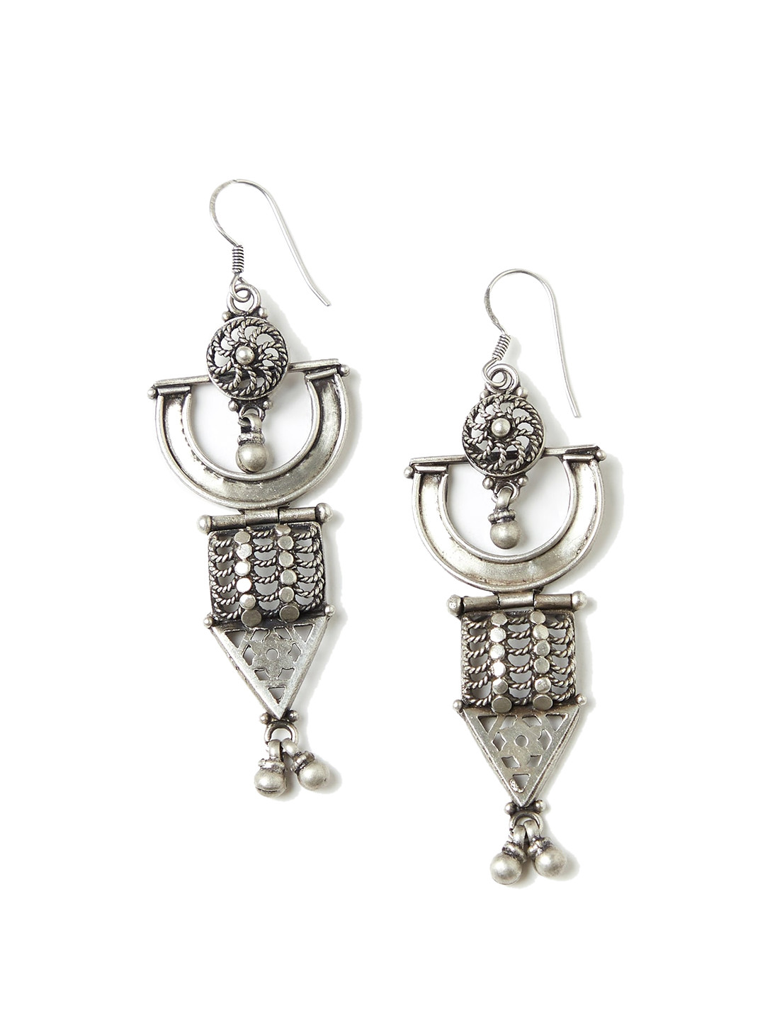 

Fabindia Silver-Plated Contemporary Drop Earrings