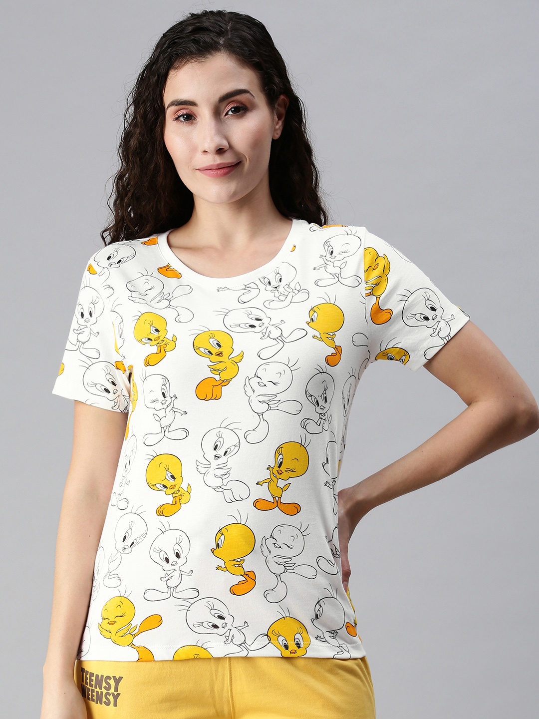 

The Souled Store Women White & Yellow Tweety Printed T-shirt