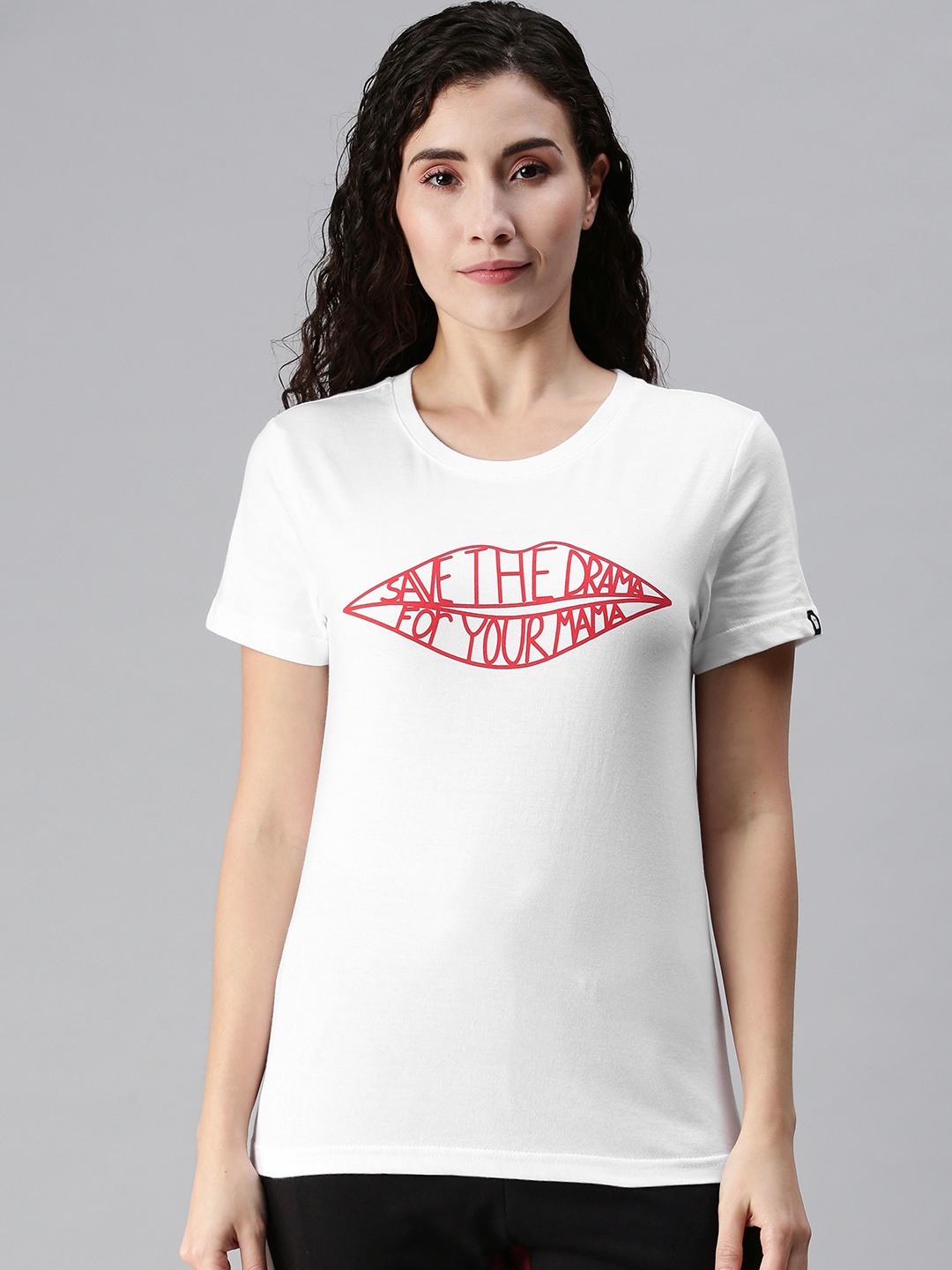 

The Souled Store Women White Typography Printed T-shirt