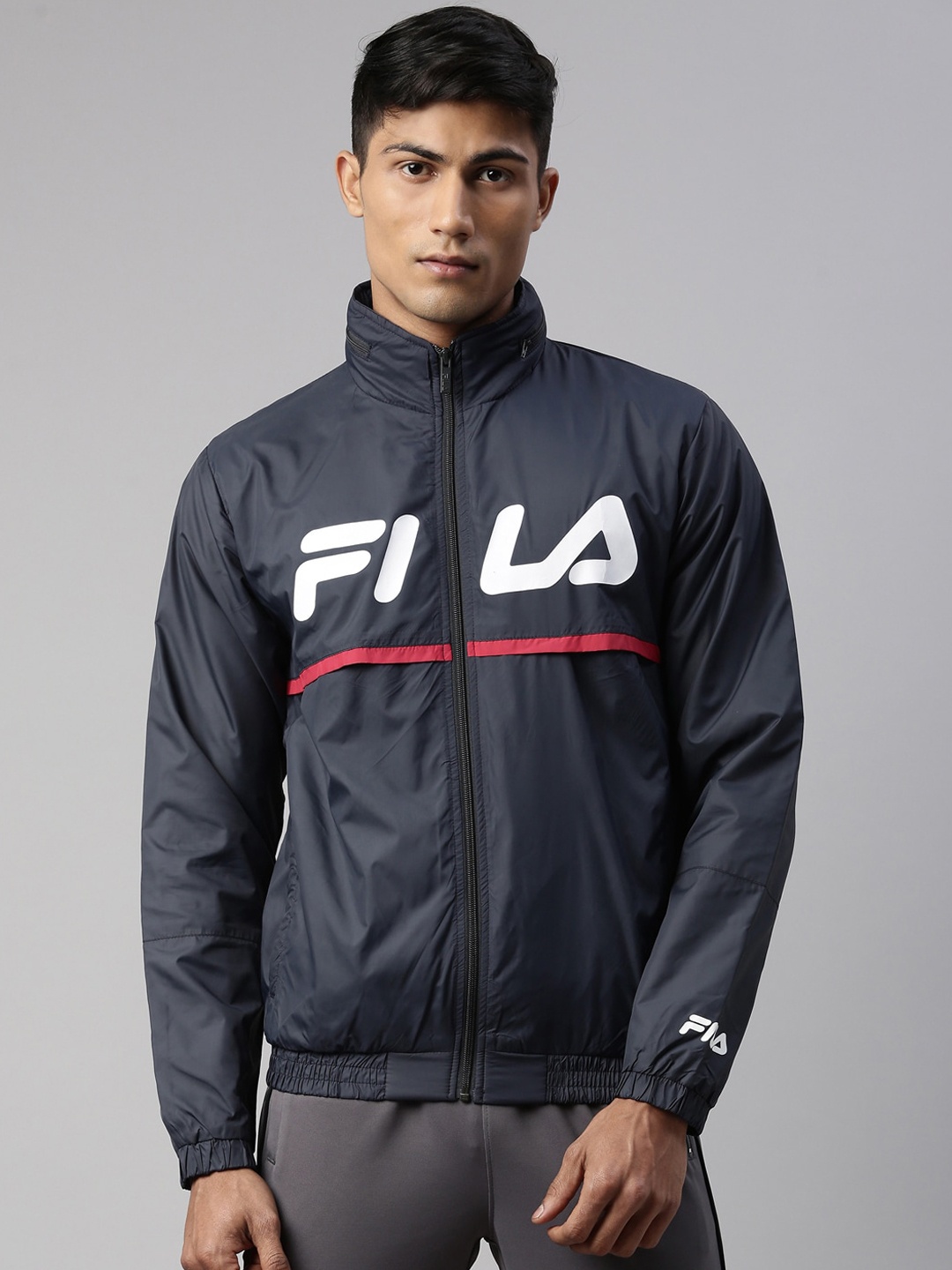 

FILA Men Navy Blue Brand Logo Running Sporty Jacket
