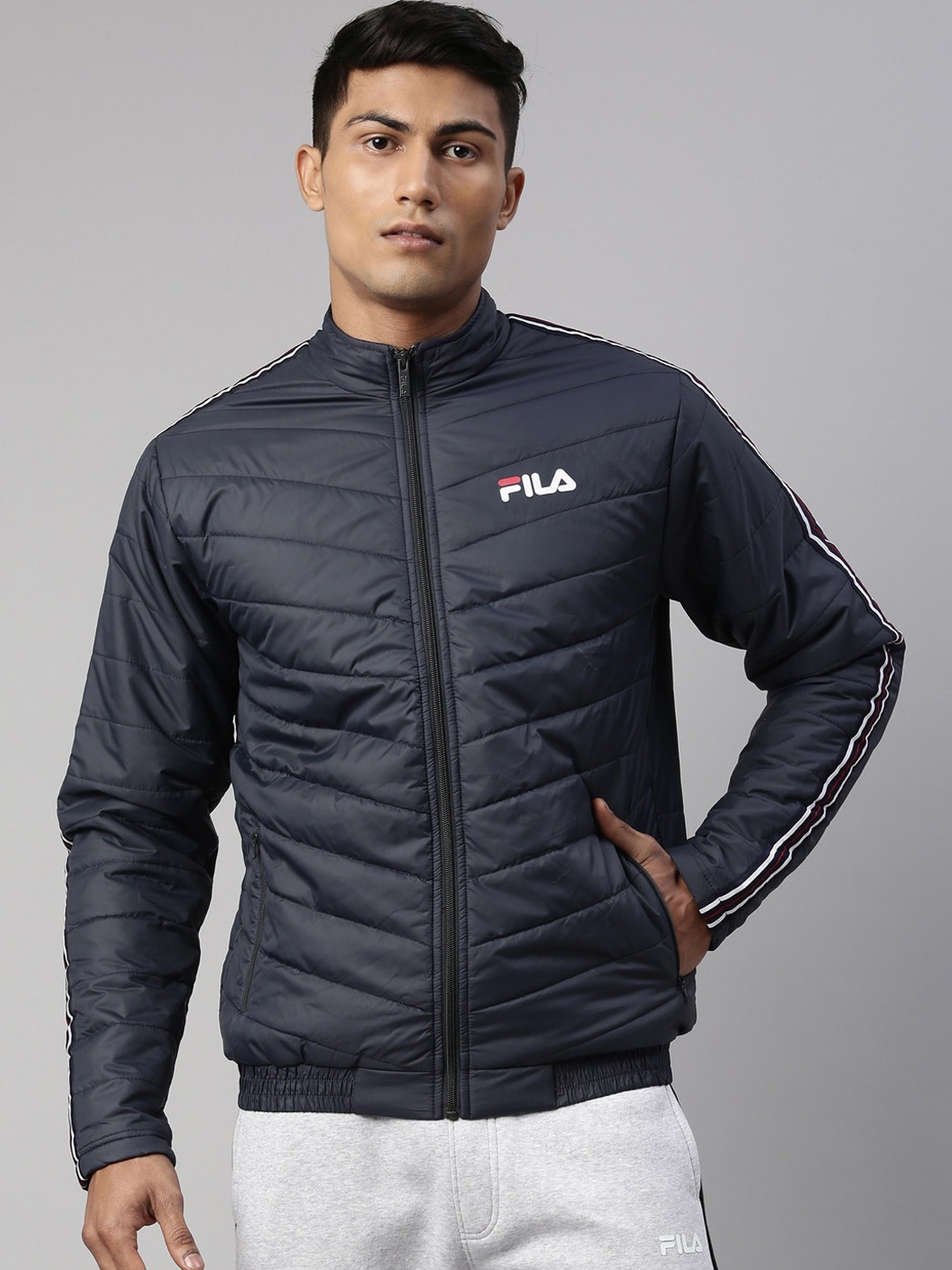 

FILA Men Navy Blue Sporty Jacket
