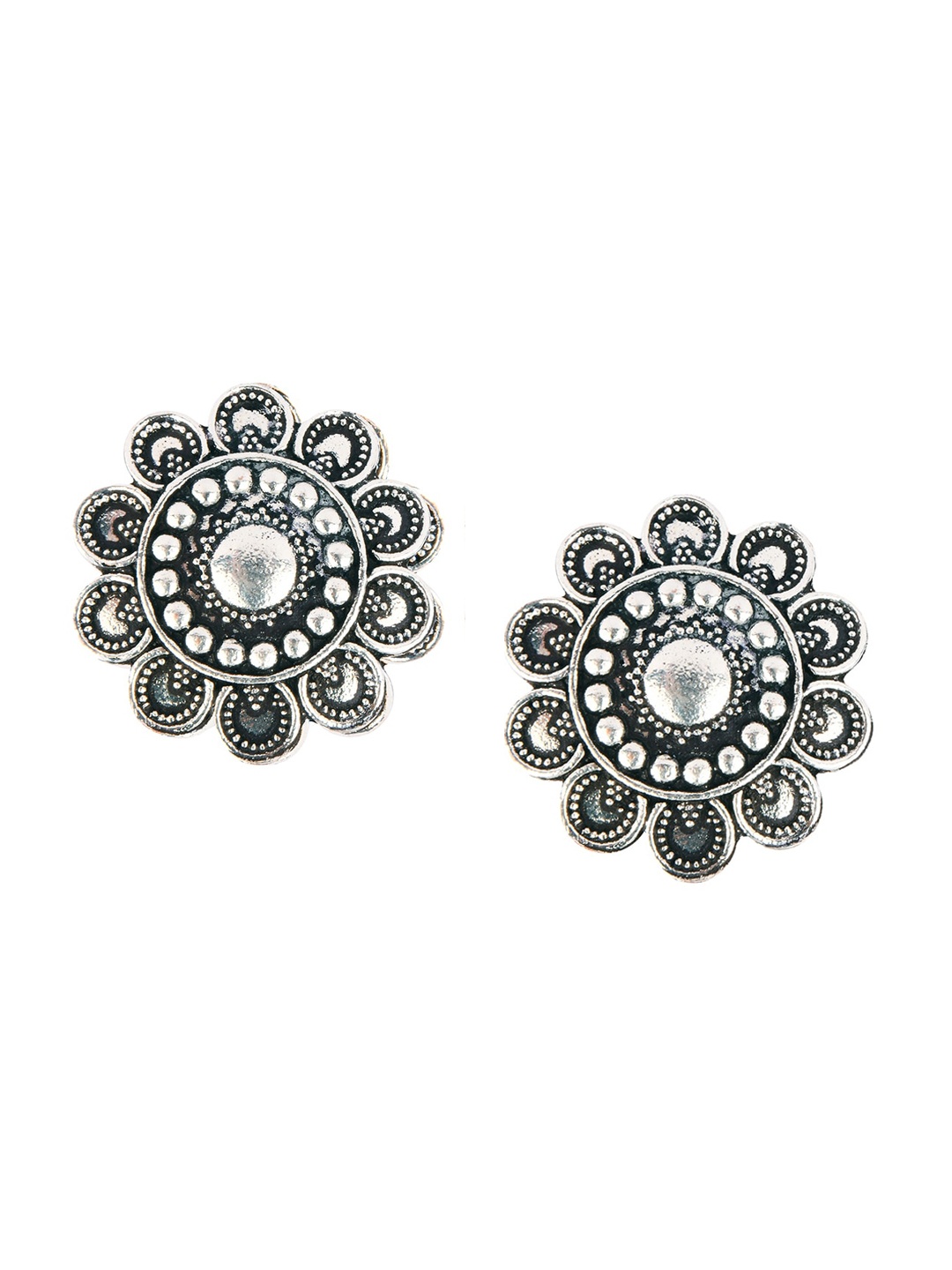 

DESI COLOUR Silver-Toned Contemporary Studs Earrings