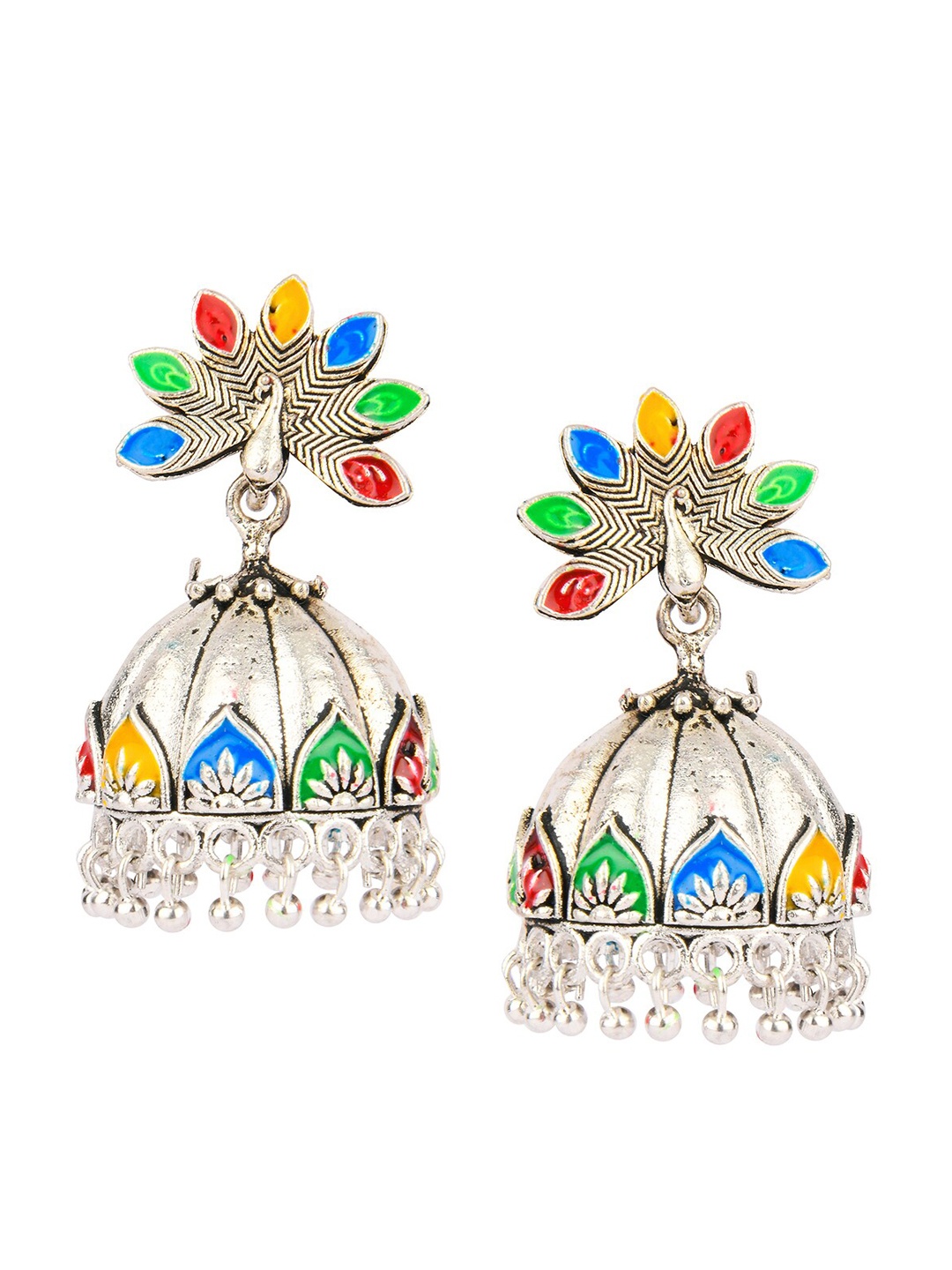 

DESI COLOUR Multicoloured Dome Shaped Jhumkas Earrings, Multi