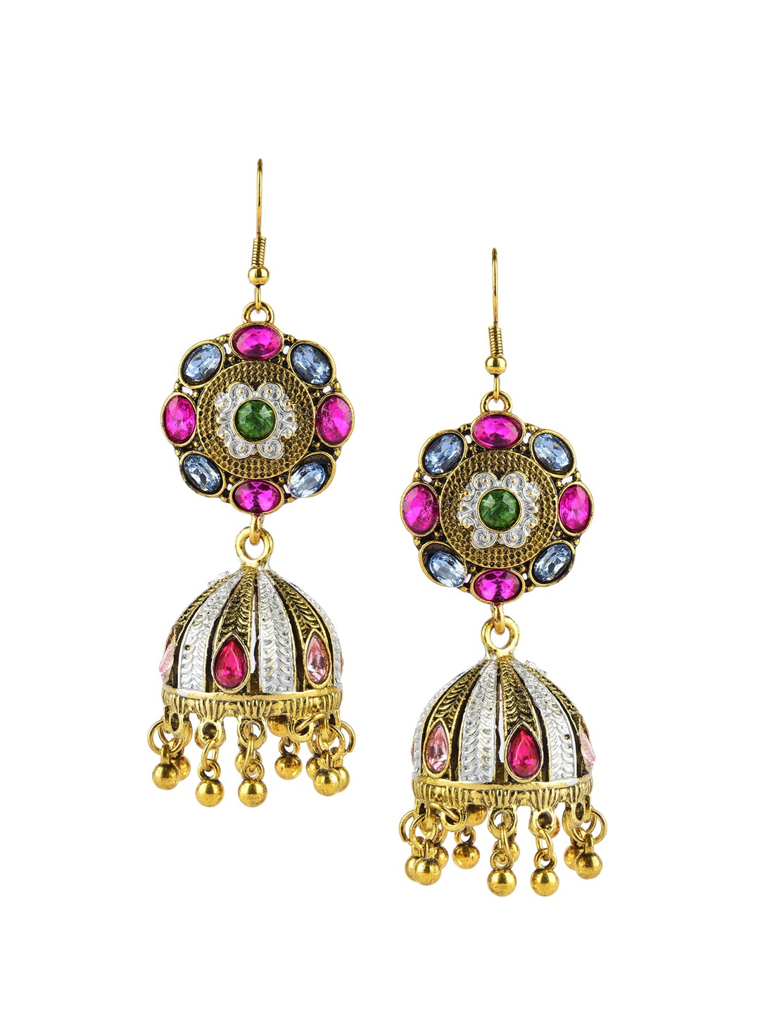 

DESI COLOUR Pink Contemporary Jhumkas Earrings