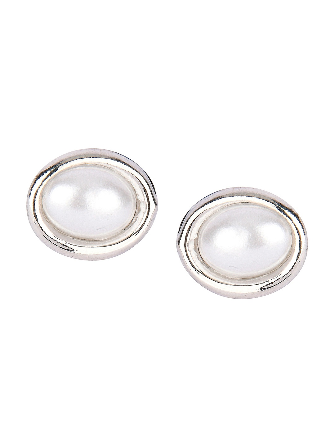 

DESI COLOUR White Circular Studs Earrings