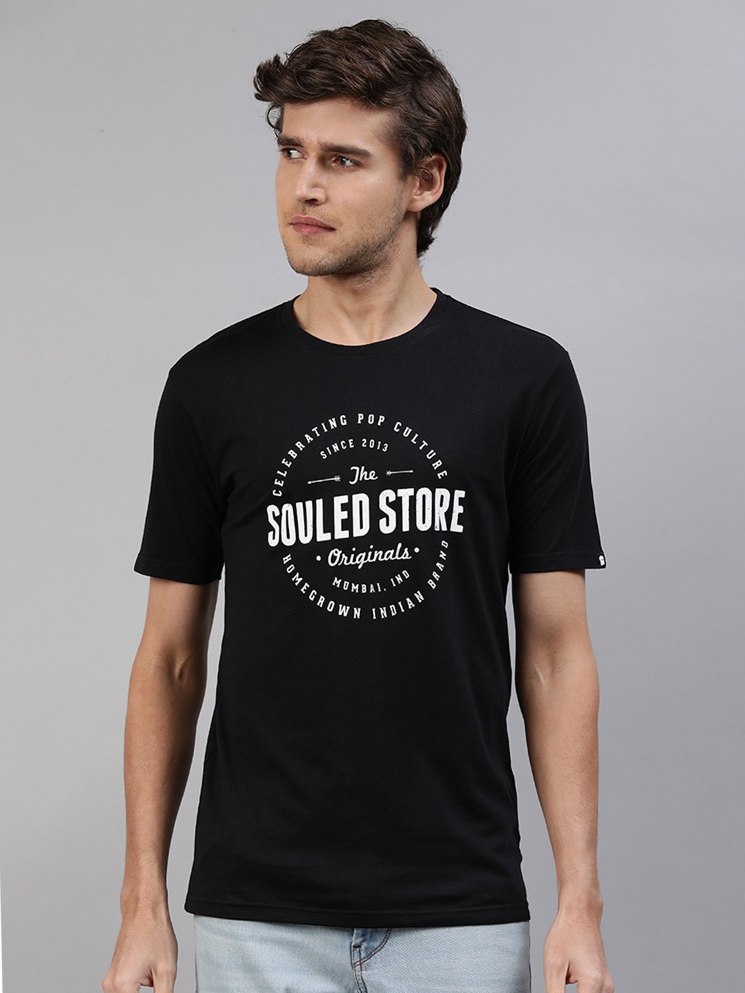 

The Souled Store Men Black Typography Printed T-shirt