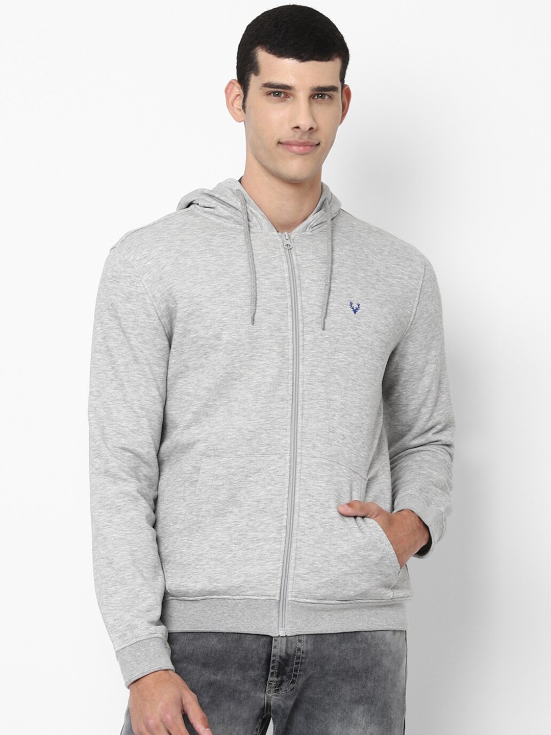 

Allen Solly Men Grey Hooded Sweatshirt