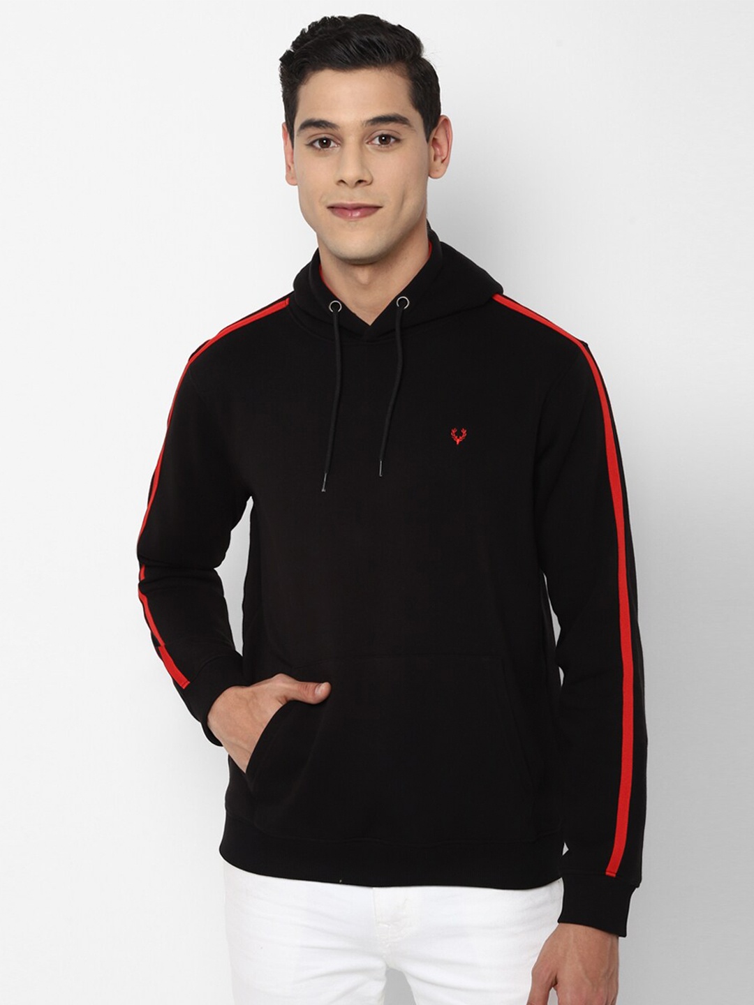 

Allen Solly Men Black Hooded Cotton Sweatshirt