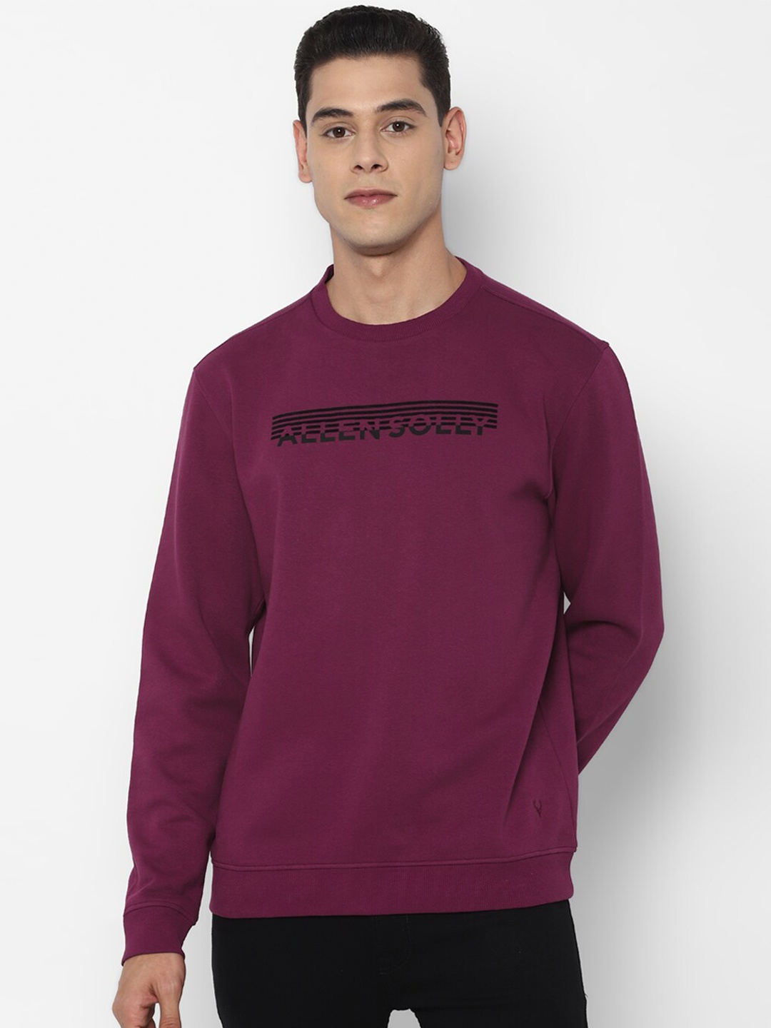 

Allen Solly Men Purple Printed Pure Cotton Sweatshirt
