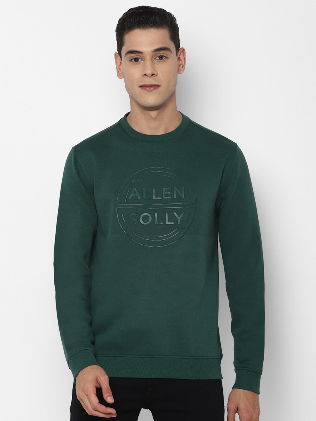 

Allen Solly Men Green Printed Cotton Sweatshirt