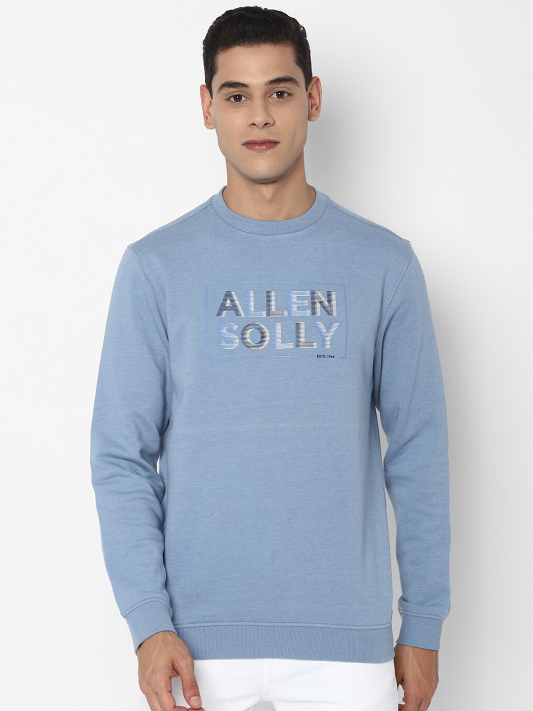 

Allen Solly Men Blue Printed Cotton Sweatshirt