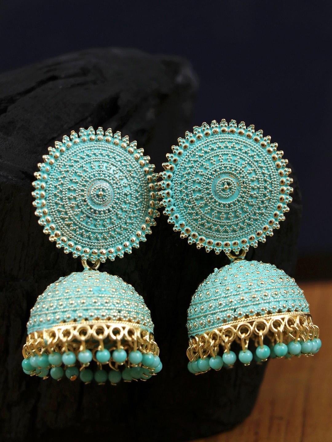 

Crunchy Fashion Woman Blue Classic Jhumkas Earrings