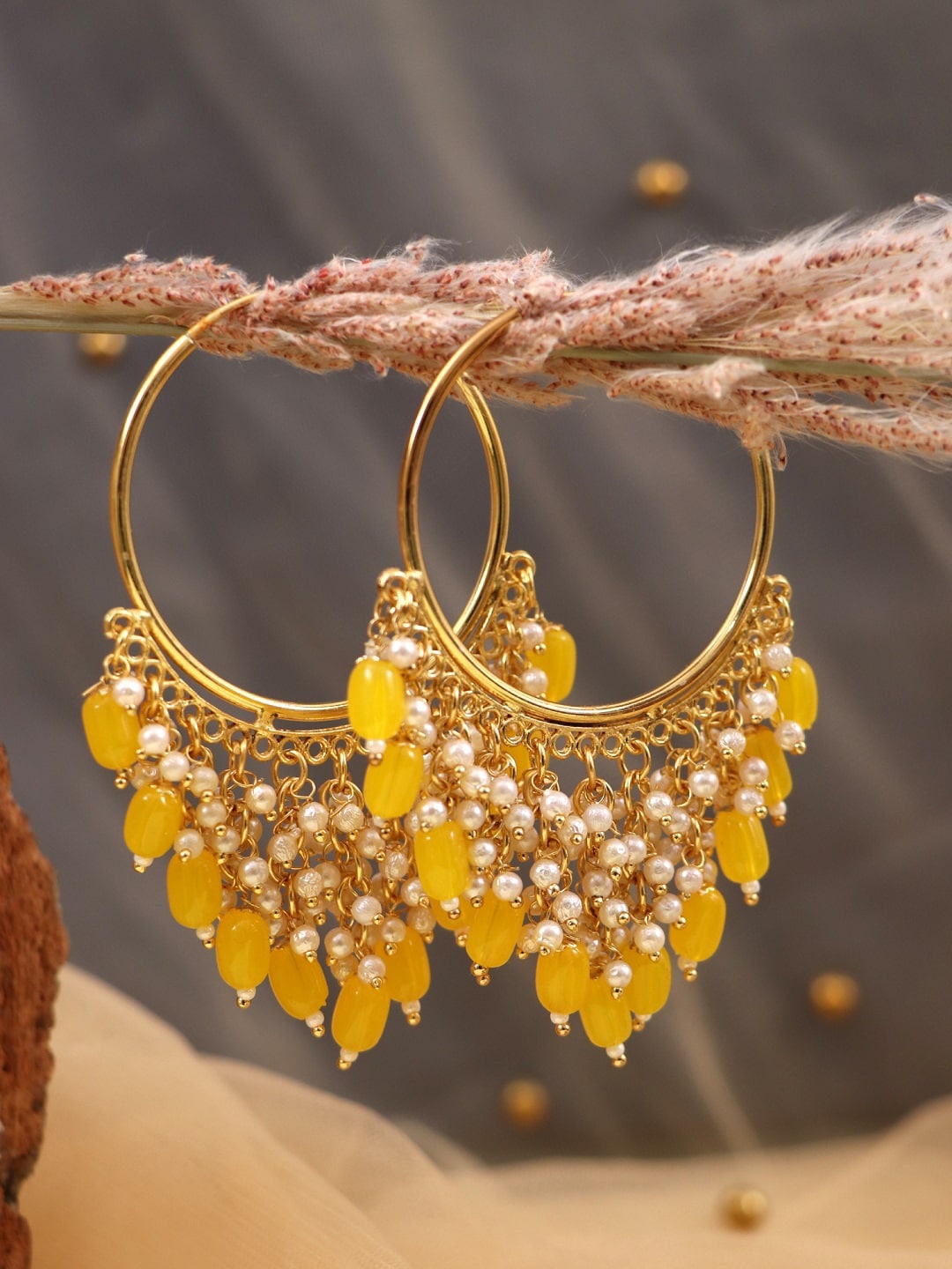 

Crunchy Fashion Yellow Gold-Plated Classic Hoop Earrings