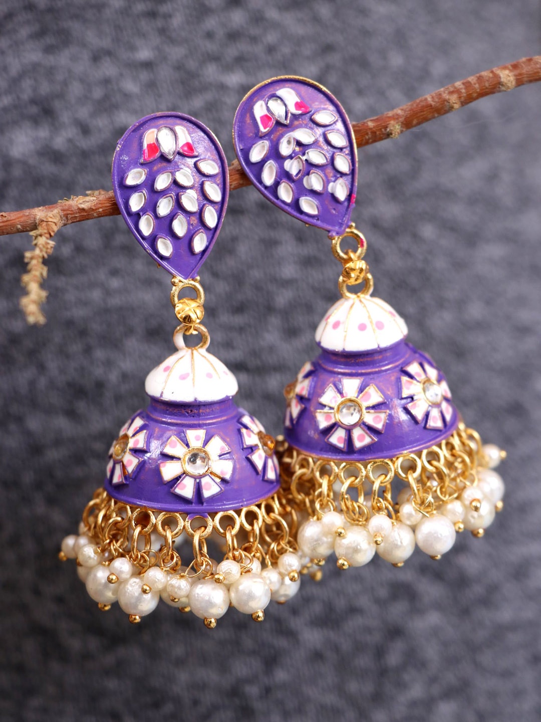

Crunchy Fashion Purple Jhumka Earrings