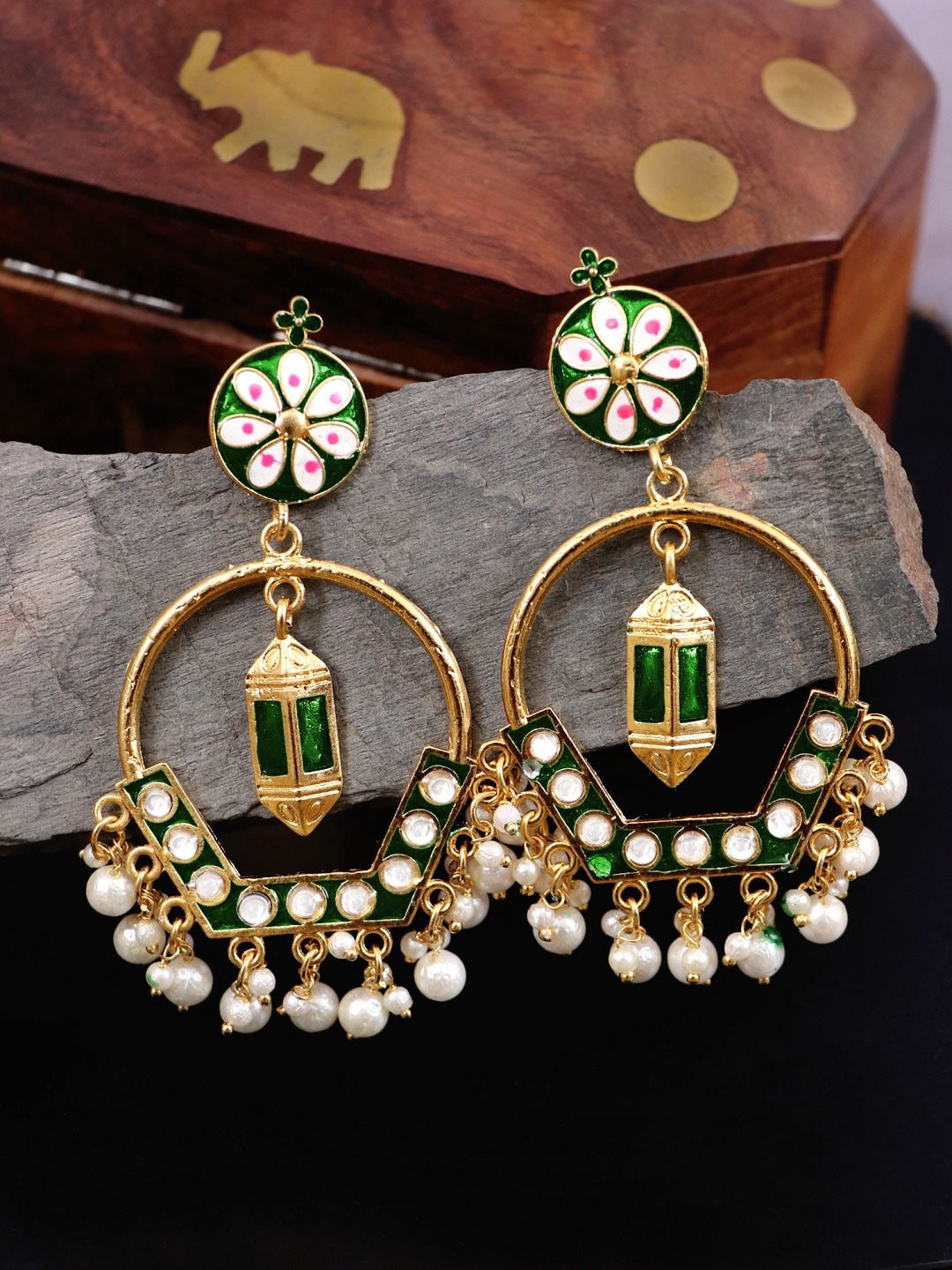 

Crunchy Fashion Green Classic Drop Earrings